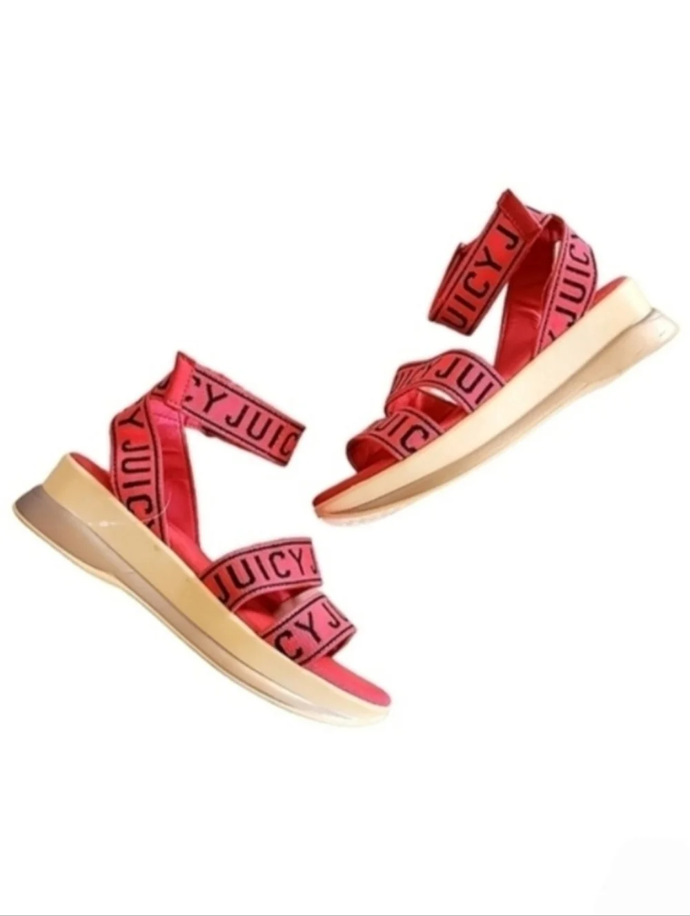 Juicy Coture Impulse Wedge Adjustable Sandals Pink Size 7.5